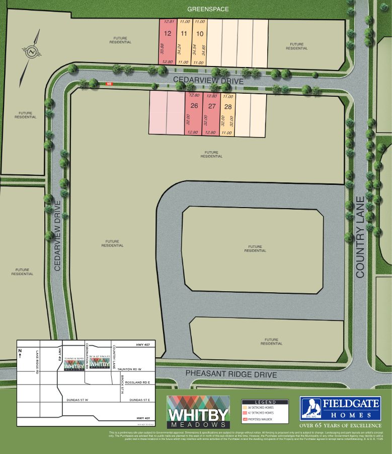 Country Lane enclave site plan detail within Whitby Meadows