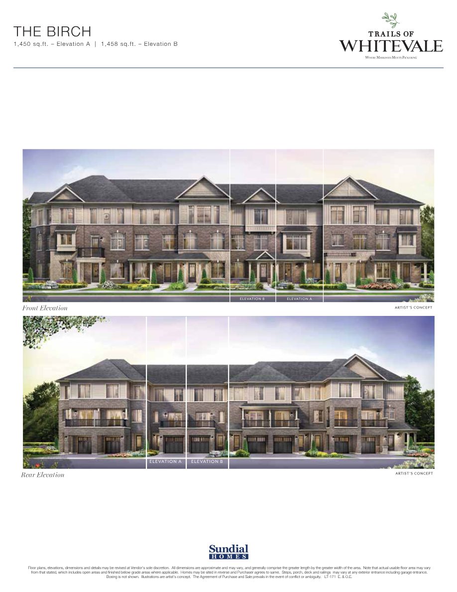 17-foot rear-lane townhome brochure page