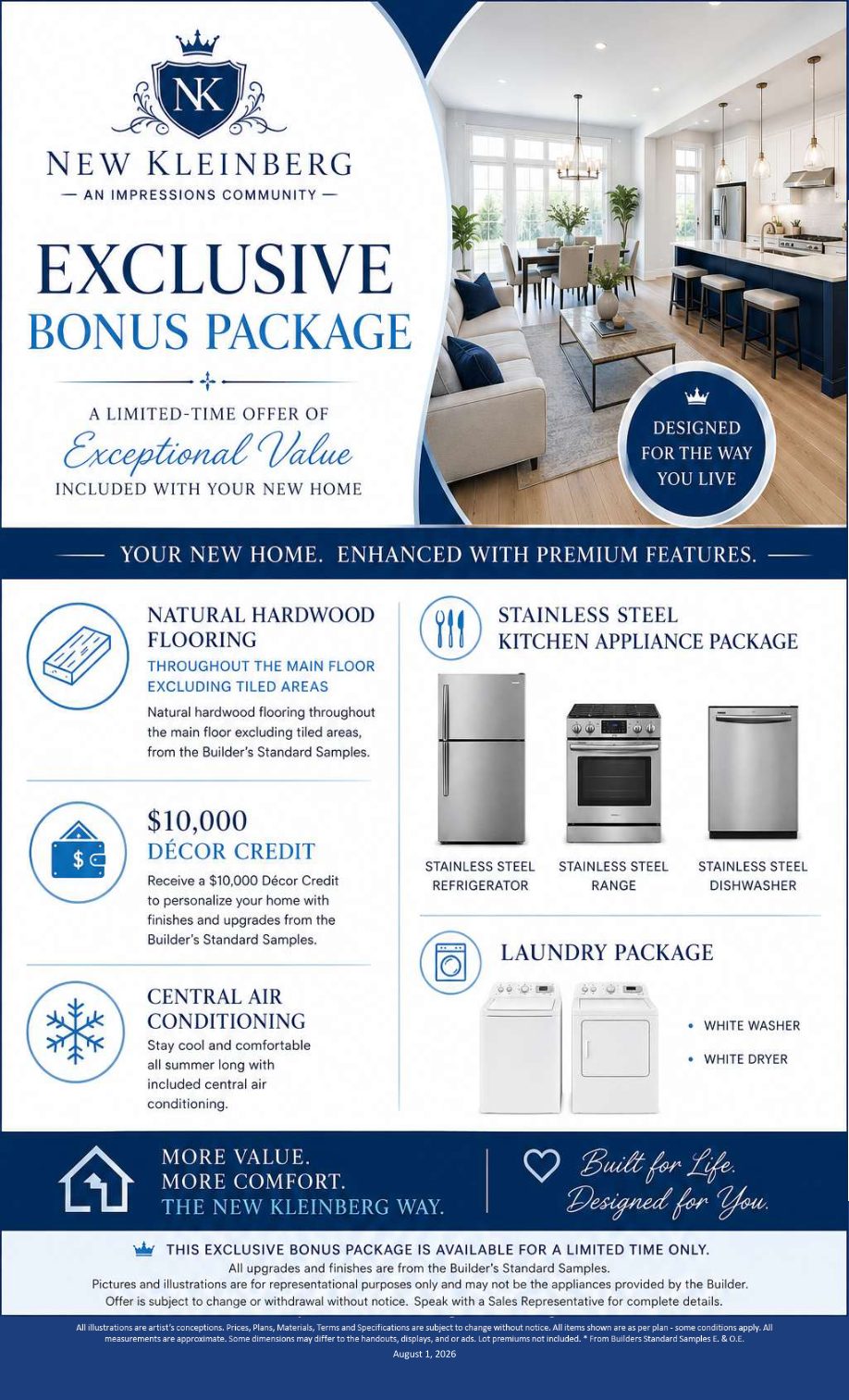 New Kleinburg exclusive bonus package overview
