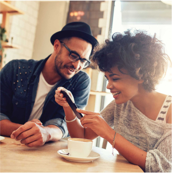 Happy couple enjoying their new home community